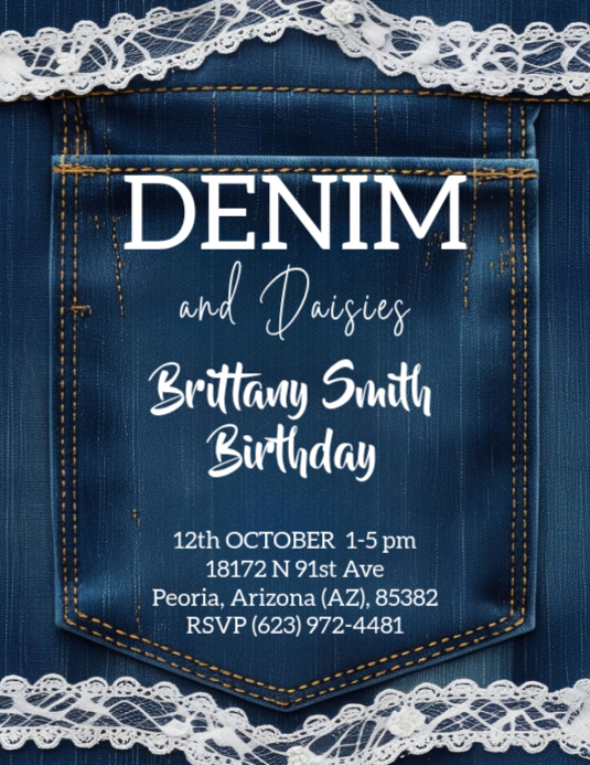 Copy of Denim Birthday party invitation | PosterMyWall