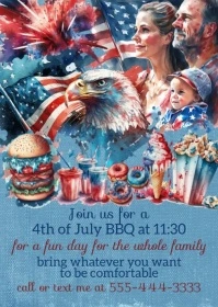 Denim July 4th House Party Invitation A6 template