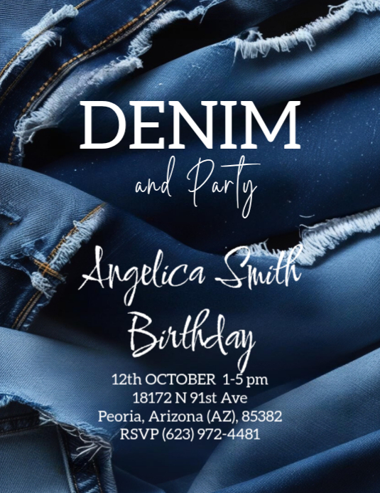 Denim party Birthday invitation Template | PosterMyWall