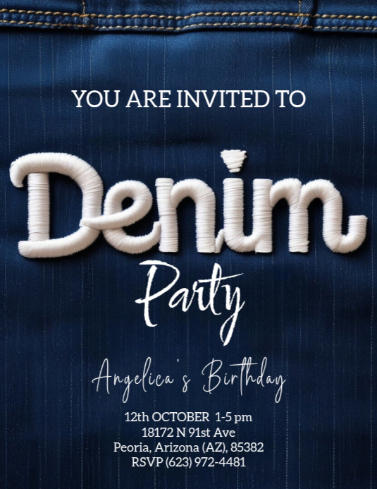 Denim party Birthday invitation Template | PosterMyWall