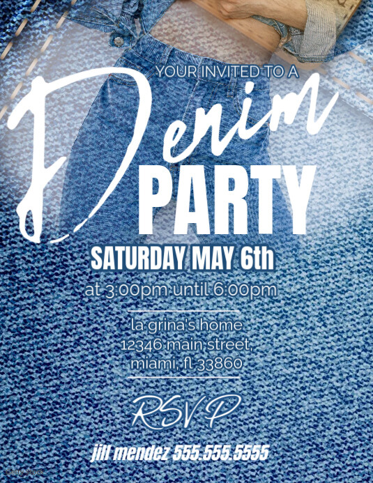 Denim Party Day Invitations Template | PosterMyWall