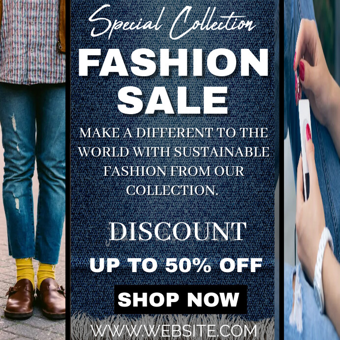 denim sale flyer template Instagram Post