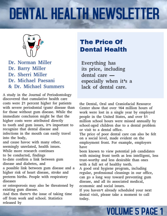 Dental Heakth Newsletter Template PosterMyWall