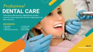 สีเทอร์ควอยซ์ Dental Care Services Coverfoto til YouTube-kanal Template