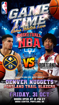 Denver Nuggets VS Portland Trail Blazers Instagram Story template
