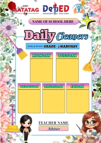 DepEd Grade 3 Mabuhay Daily Cleaners Chart A3 template