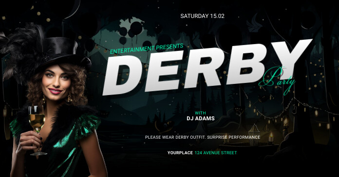 Derby Party Facebook promo template | PosterMyWall