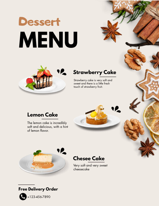 DESERT MENU TEMPLATES FLYERS | PosterMyWall