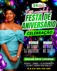 design de pôster/flyer para convite de festa de aniversário birthday party promotion poster design i Instagram Portrait template