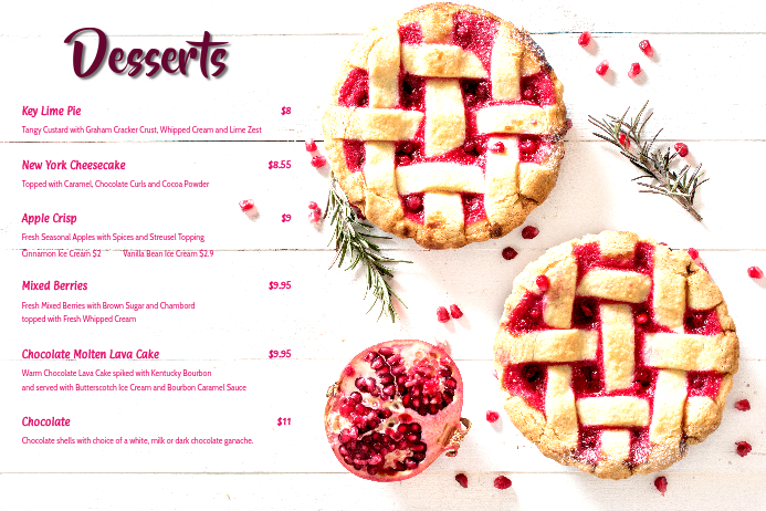 Kartu Menu Makanan Penutup 25 Templat Postermywall