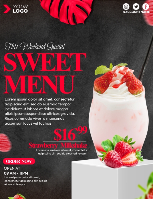 Dessert Menu Ulotka (US Letter) template