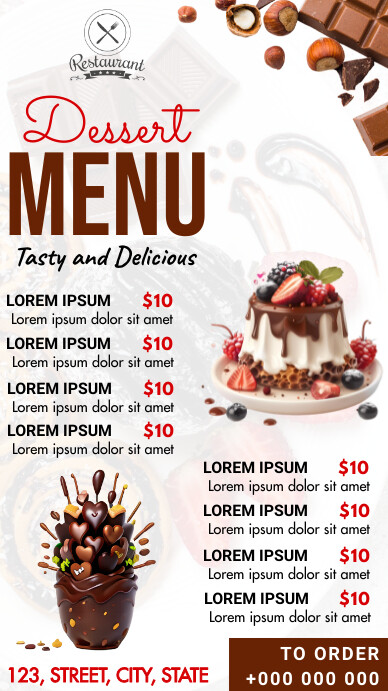 Dessert menu flyer Ecrã digital (9:16) template