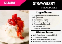 Dessert strawberry shortcake food recipes. Postcard template