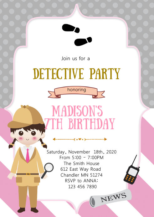 Modele Invitation De Fete D Anniversaire De Detective Postermywall Modele Invitation De Fete D Anniversaire De Detective Postermywall