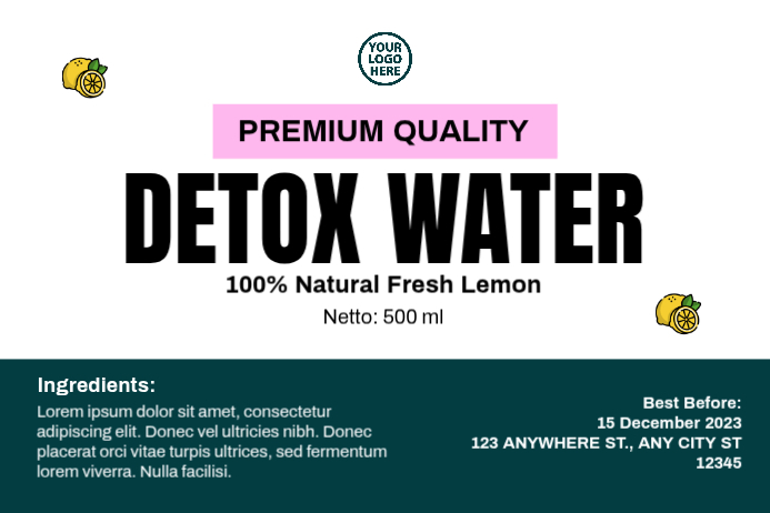 Plantilla de Detox Water Label | PosterMyWall
