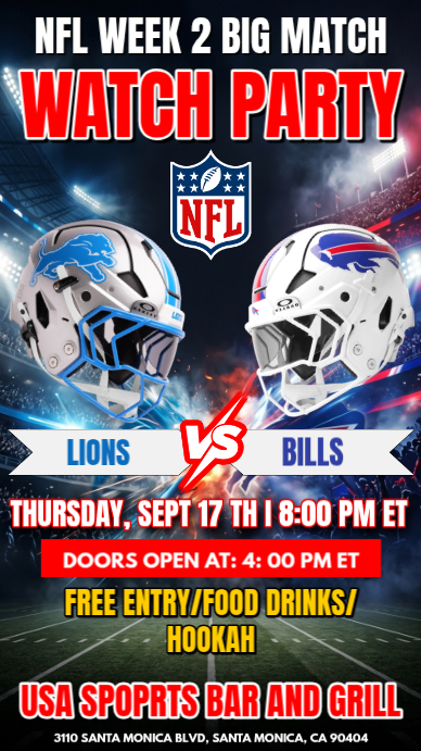 Nfl Watch Party Facebook Story Template | PosterMyWall