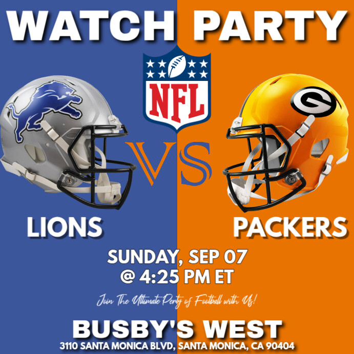 Plantilla de Detroit Lions vs Green Bay Packers: NFL Watch Party ...
