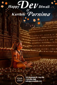 Dev diwali/Deepavali Karthik Purnima Karthika deepam free editable template audio and video Poster