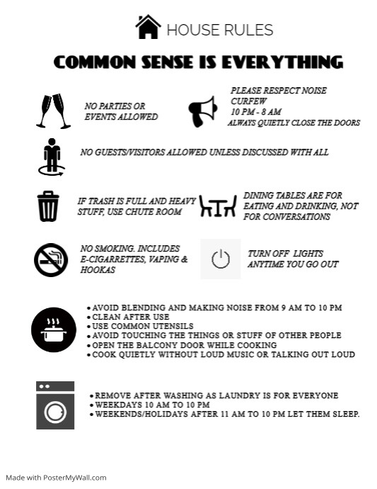 Copy of airbnb, house rules, short rentals, vrbo, boo | PosterMyWall