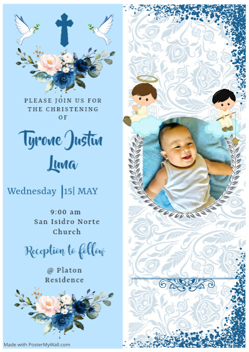 Baptism / Christening Invitation Card A4 template
