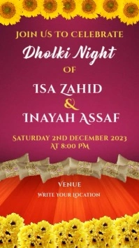 Dholki Night DIgital Invitation Card template