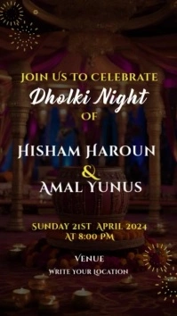 Dholki Night DIgital Invitation Card template