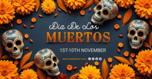 Black Dia De Los Muertos delt Facebook-billede Template