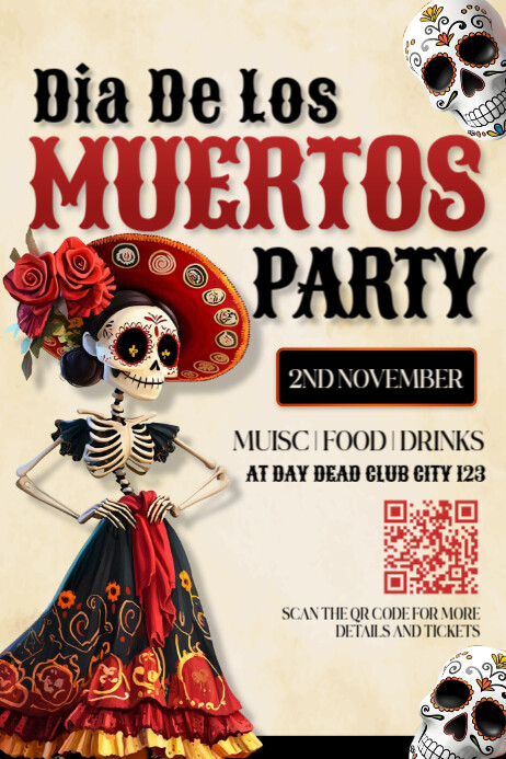 Dia de los muertos, festival,event Transparent 4 stopy × 6 stóp template