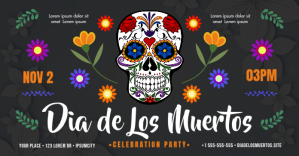 Black Dia de Los Muertos Celebration delt Facebook-billede Template