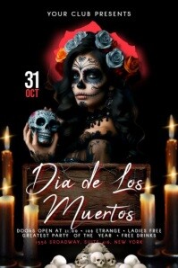 สีดำ Dia de Los Muertos Celebration Banner 4 × 6 Fuß Template