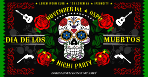 Black Dia de los Muertos Celebration delt Facebook-billede Template