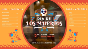 สีส้ม Dia de los Muertos Celebration Display digitale Template