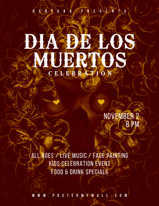 Dia de Los Muertos Celebration Flyer Volantino (US Letter) template