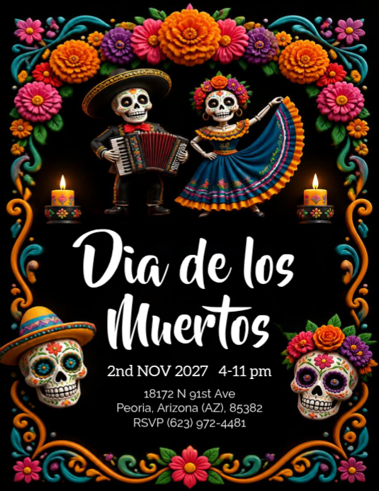 Dia De Los Muertos Celebration Flyer Template | PosterMyWall