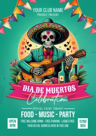 Dia De Los Muertos Celebration Flyer Template A5