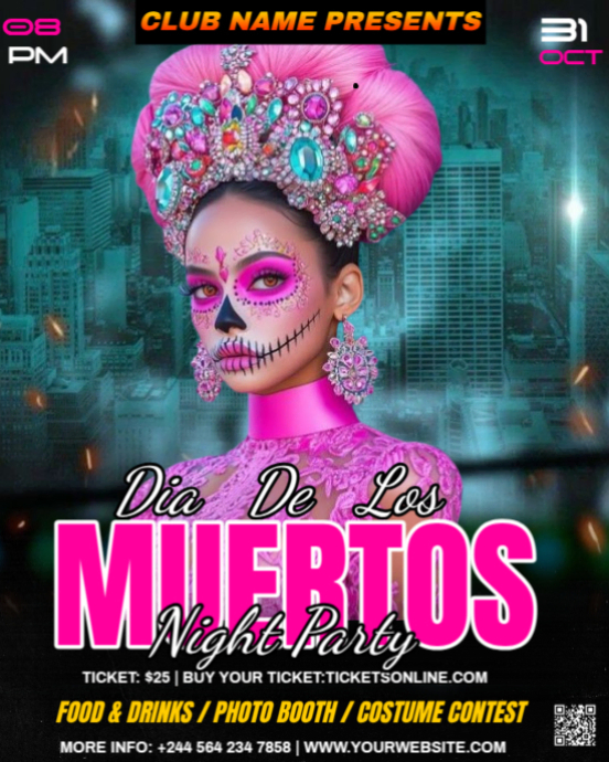 dia de los muertos Instagram Portrait template