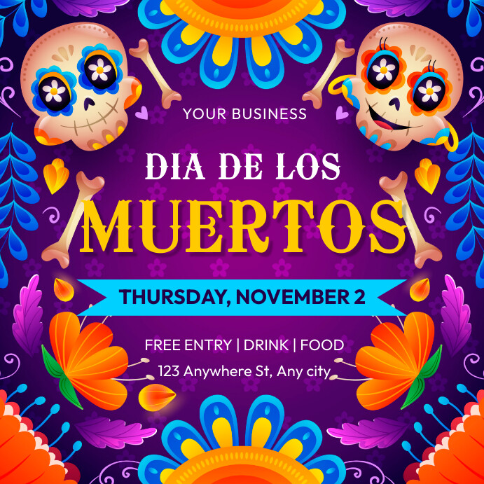 Dia de los Muertos Publicação no Instagram template