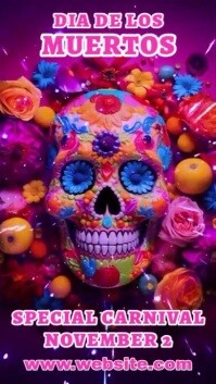 Purple Día de los Muertos Carnival Pantalla Digital Template