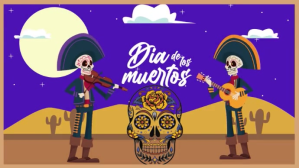 Blue Dia de los muertos รูปปกบน YouTube Channel Template