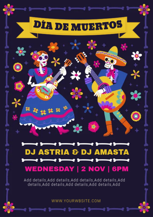Dia de los Muertos A5 template
