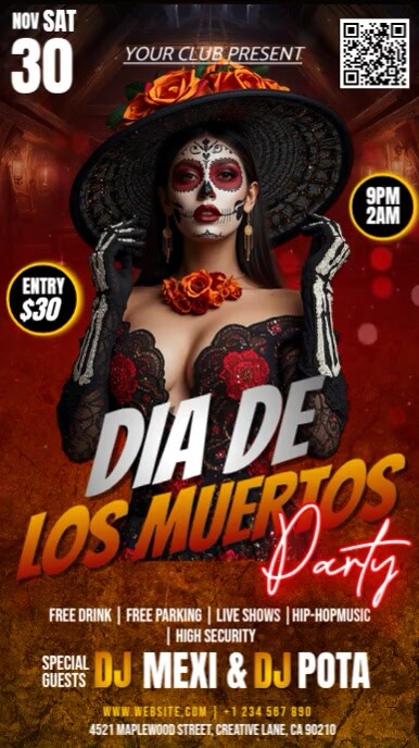 Dia De Los Muertos  Digital Display (9:16) template