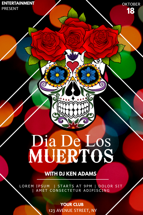 Dia de los muertos event party flyer template | PosterMyWall