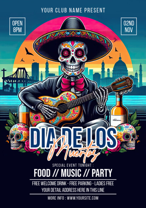 Dia De Los Muertos Flyer Template A5