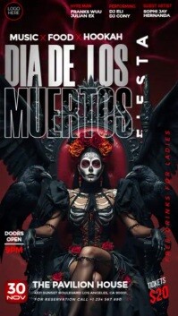 Black Dia de los Muertos Fiesta Digital na Display Template
