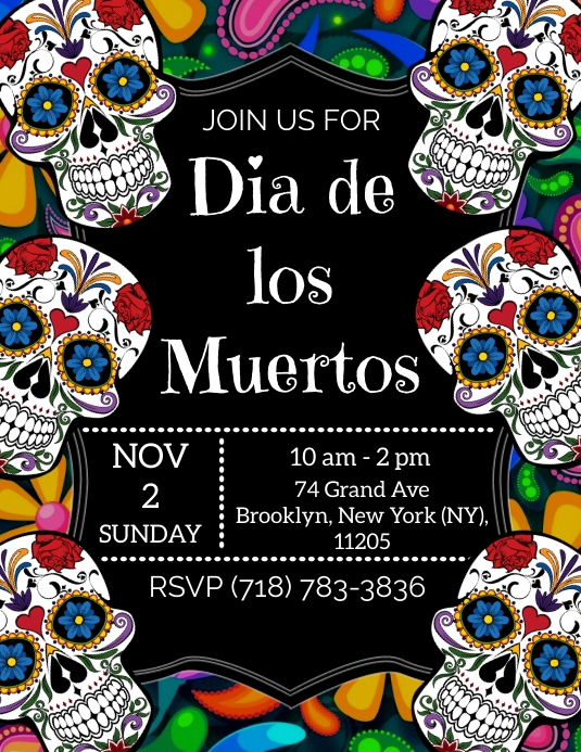 Dia de los muertos invitation Flyer (US Letter) template