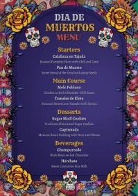 Dia De Los Muertos Menu Template Ideas Video A4