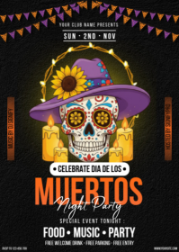 Dia de los Muertos Night Party A6 template