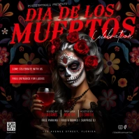 Dia de los muertos party ad template Instagram Post