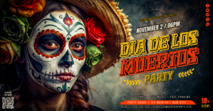 Black Dia de Los Muertos Party delt Facebook-billede Template