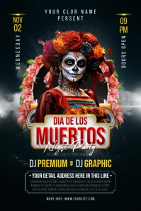 Dia De Los Muertos Party Flyer or Poster Temp โปสเตอร์ template